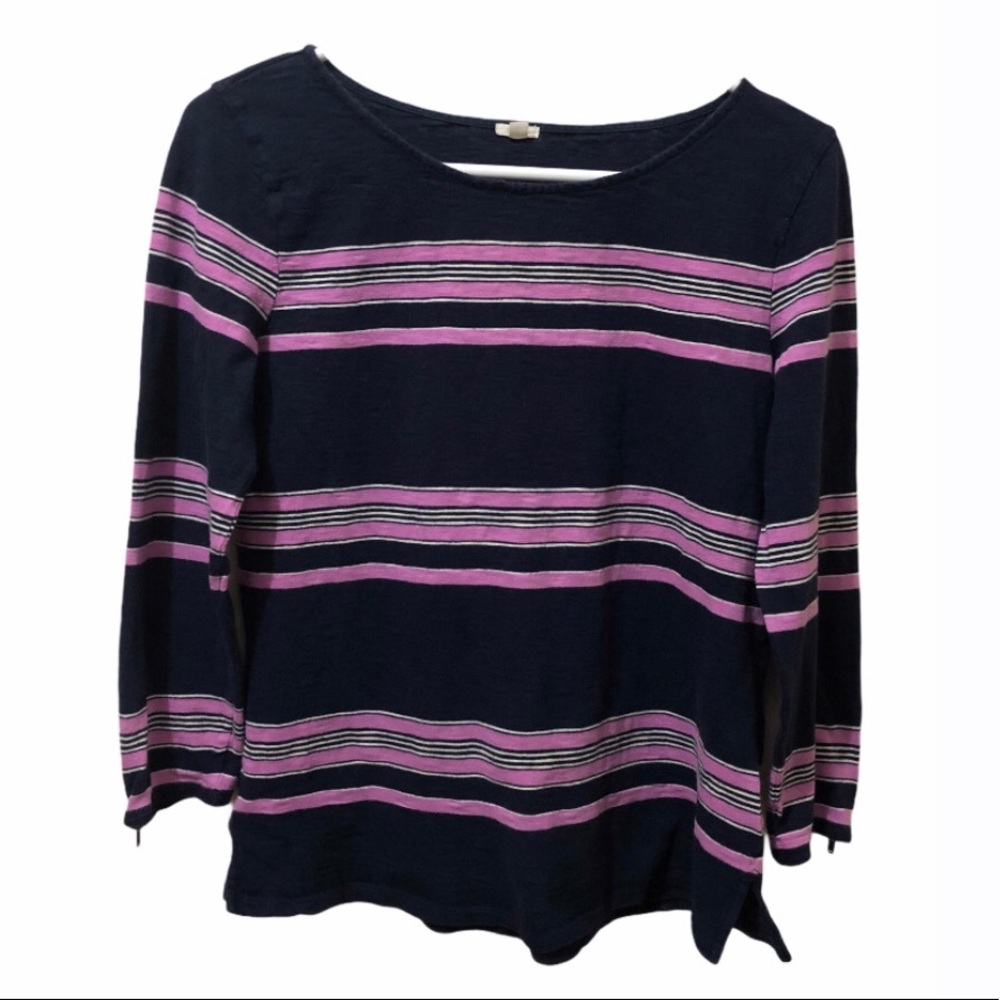 J. Crew Boat Neck Stripes Zipper Sleeves - Picture 2 of 8